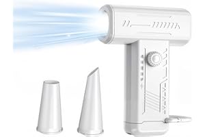 FUERDICH Compressed Air Duster, Electric Air Duster, Cordless Mini Air Blower for PC 130000 RPM Variable Speed with LED Light for Home, Keyboard, PC, Car Cleaning (White)