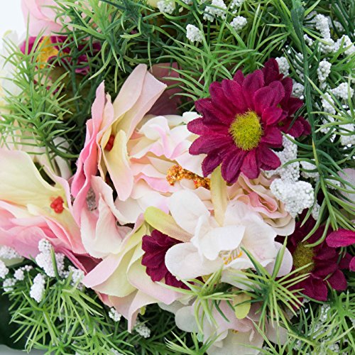 Bunter Sommerstrauß aus Seidenblumen, rosa-pink, 25 cm, Ø 20 cm – künstlicher Blumenstrauß / Bouquet – artplants - 2