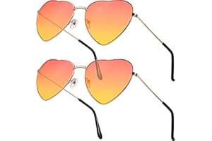 Hippie Sonnenbrille 2 Stücke Herzförmige Sonnenbrille für Frauen Dünn Metall Rahmen Hippie Stil Sonnenbrille Schön Herz Stil 