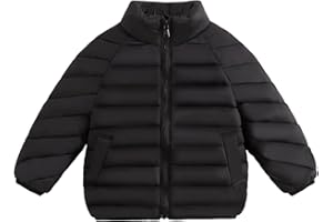 Happy Cherry Doudoune Enfant Fille Garçon Chaud Manteau Hiver Zippée Veste Matelassée Blouson Léger Casual Couleur Unie