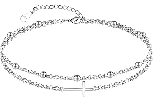 CHIC & ARTSY Womens Anklet 925 Sterling Silver Created Opal Layered Anklet Bracelet Dainty Beaded Chain Anklet Adjustable 11" Best Friend Anklet for Women