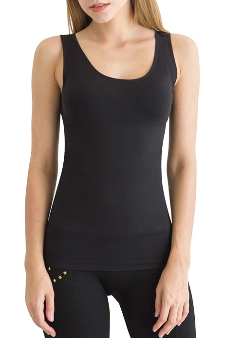 thumbnail image 2 of Shamfreshen U Neck Shapewear Built-In Bra Tank,Women High Support Tummy Control Compression Tank Top,Sleeveless Slim Fit Top, High Support Tank U Neck (Black, M 2 of 14