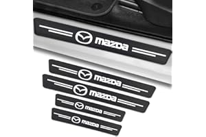 BIGROUP 4 pièces Protecteur de seuil de voiture pour Mazda, Protection des marches de porte, autocollant de seuil en fibre de carbone anti-rayure