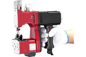 OVSHNRR Macchina per la Chiusura di Sacchi 260W Senza Spazzole, Portatile a Batteria - Macchina per Cucire Sacchi Industriale per Sacchi, Agricoltura e Magazzino, Motore Senza Spazzole, 5h Autonomia