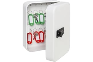 Parrency Combination Lock Key Box with 20 Hooks, Large Wall Mount Combination Lock Cabinet, 7 4/5" x 6 3/10" x 3" (Key Tags Included)