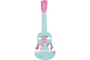 Lexibook, Licorne, Ma première guitare acoustique en bois, 6 cordes en nylon, 53 cm, Guide d'apprentissage inclus, Rose/Bleu, K205UNI