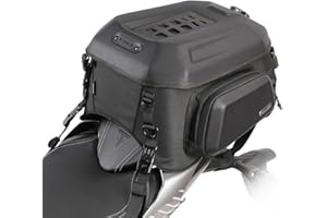 Rhinowalk Bolsa trasera de motocicleta para equipaje de viaje, expandible, bolsa para casco de motocicleta, 35 L, impermeable, para todo tipo de clima/maletero/bolsa con correas de barra Sissy - Negro