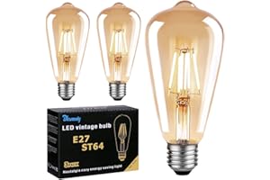 BLEWANDY Ampoule LED Edison E27, Ampoule E27 Vintage ST64 6W 600LM Equivalent Incandescente 60W, 2700K Blanc Chaud Rétro Filament Ampoule Edison Antique Lampe Décorative pour Restaurant Café Bar, Lot de 3