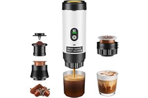 GJCrafts Macchina Caffe Portatile, Caffettiera Portatile 3-in-1 con batteria 7500 mAh,20 Bar, Autoriscaldante,USB-C,Piccola Macchina da Caffè 3 in 1 con Caffè Macinato e Capsule (NS & DG) per Camper