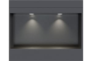 BERNSTEIN Nicchia da parete in acciaio inox NT306010X senza bordo con faretti LED - 30 x 60 x 10 cm (A x L x P) - colore selezionabile, Colore:Gunmetal, LED-Spot:2x Spot Einbaurahmen Weiß matt