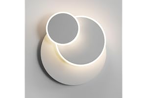 DELIPOP Applique da Parete Interno Moderno 15W, 350° Lampada da Parete Girevole, Lampada da Muro Creativo Rotonda 3 in 1 per Camera da Letto Soggiorno Corridoio Scale, Bianco Neutro 4500K