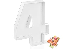 Hayaww Digitale Süßigkeitenbox Pappmaché-Zahlen Zahlenboxen aus Pappe Pappbuchstaben für Wurstwaren Zahlenkartons geburtstagsdekoration geburtstagsgeschenk Pappnummern Wurstwarennummern Weiß (4)