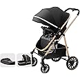 2-in-1 Baby Stroller – Convertible Bassinet Pushchair for Infants and Newborns 0-36 Months – Premium Standard Stroller with Enhanced Safety and Comfort (Black)