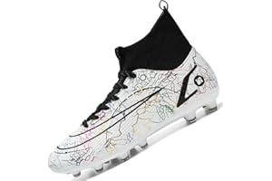 WOWEI Crampons de Foot Homme Professionnel Chaussures de Football Homme Garçon High Top Spike Crampons Antidérapant Athlétisme Entrainement Chaussures de Sport Adolescents