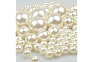 YIXUAN LLC Élégant Perle Bijoux 70 pcs Plastique Perle de pour les Décoration de noël/Vase mariage/les DIY Bijoux Colliers/Mariage/fête d'anniversaire/Décoration de la maison(Ivoire)