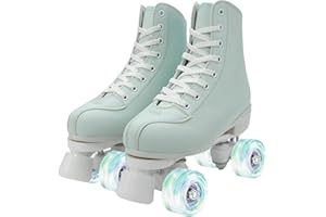 XUDREZ Women Roller Skates Girls Roller Derby Skates Adult Skates Shoes Mint Green Four-Wheel RollerSkates for Beginner Outdoor Indoor
