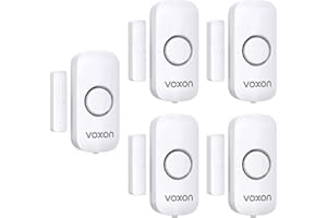 VOXON Alarma Para Puertas y Ventanas, Fácil de Instalar, Alarma Antirrobo Magnética para Puertas y Ventanas con 100 dB de Volumen para la Seguridad de los Niños en Casa y Tiendas (5 unidades)