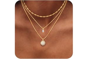 Kakonia Colliers Femmes en Or pour,Collier Pendentif Personnalisé Or 14K, du Cou Simples,Ensemble de Colliers Ras Chaîne Délicate en Or,Bijoux Tendance Empilés pour Femmes