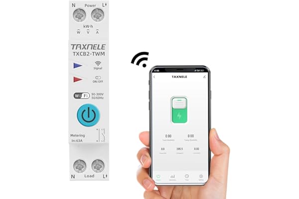TUYA WIFI Disjoncteur intelligent Mesure de puissance Compteur d'énergie KWh 1P 230V 63A Voltmètre Ampèremètre Rail DIN Smart Life Télécommande sans fil Commutateur Minuterie Commande vocale (20A)