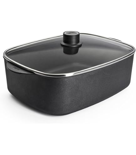 Oven WOLL Cocotte Diamond Lite 27 × 22 Cm, 3 Litres Avec Couvercle En Verre Et Poignées En Silicone – Cocotte Anti-adhésive En Fonte D'aluminium, Passe Au Four, Pour Tous Les Types