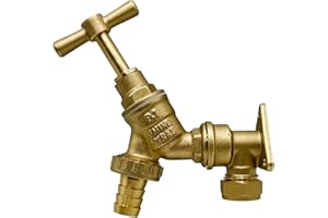PlumbEZ Outside Tap Kit with Wall Plate Elbow – WRAS Approved 1/2" Brass Garden Bib Tap & 15mm Compression Wallplate – Outdoor Water Tap for Garden Hose, Car Washing & Irrigation – BS6282 Compliant