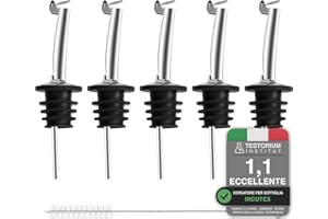 Incutex 5 Beccucci con Coperchio e 1 Spazzola per la Pulizia, Versatore, Dosatore, Tappo Bottiglia per Liquori, Vino, Olio, Aceto