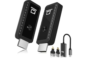 TOUYINGER Wireless HDMI Transmitter and Receiver, 1080P@60Hz HDMI Wireless Extender Portable for Streaming Video & Audio to Monitor from Laptop/PC/TV Box/Projector