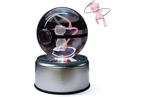 Aikchi Luce della lampada della sfera di cristallo 3D di 80mm, Luce magica della sfera 3D, Immagine dell'incisione laser interna, Doppia fonte di alimentazione, Luce notturna rotante