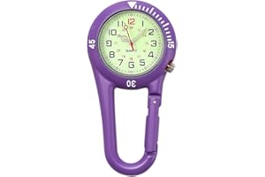 VOSO Clip on Luminous Face FOB Watch Pocket Carabiner FOB Watch Glowing Dial Quartz Watch Digital for Doctors Nurses Paramedics Workers Chefs Climbing Sport Unisex Men Women