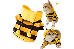 IMDOUBLEDOU Pet Funny Hoodie Ugly Christmas Sweater Cold Weather Warm Coat for Puppy Small Dog Halloween Party Costume Cute Hoodie (Large, Yellow Bee)