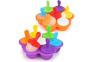 HIPPODANCE Eisformen Eis am Stiel Silikon,Mini Eisförmchen Stieleisformer BPA Frei,Eisformen Baby für Babynahrungsbehälter, Dessert Schimmel（orange & lila）
