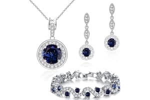 Crystalline Azuria Juegos de Joyas para Mujeres y Niñas Joyería Boda Juegos de Joyas con Collar Pendientes Pulsera para Esposa Novia