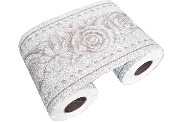 Frise murale autocollante à motif floral pour décorer la maison - idéal pour une cuisine ou une salle de bains - 10,2 cm x 5 m, blanc