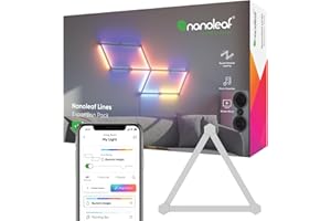 Nanoleaf Lines 60 Degrees Expansion Pack, 3 Barre LED Aggiuntivi RGBW Smart Modulari - Applique da Parete Interno Modulari, Luci Led 16M Colori WiFi, Funziona con Alexa, Sincronia Musica e Monitor