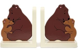 IN A ROUNDABOUT WAY Bear Hug Wooden Bookends For Kids | Childrens Book Ends | Book Stoppers For Shelves, Kids Room or Nursery Decor - Hand Made in UK