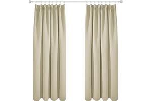 Deconovo Cortinas Dormitorio Moderno Fruncidas Blackout Curtain Suave para Ventanas de Habitación Juvenil con Bolsillos Juego de 2 Paneles 168 x 183 cm Beige Oscuro