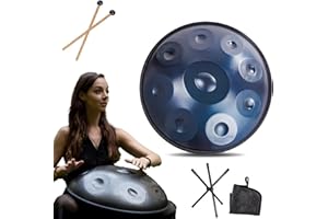 LXHGVKHJ Strumento Handpan - 432Hz/440Hz 9/10/ 12 Note - Steel Tongue Drum da 55cm - Hand Pan Drum con Supporto per Battenti per la Guarigione del Suono (Size : 432Hz, Color : BLUE_9 NOTES)