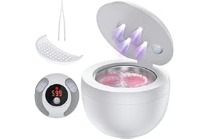 Accwork Limpiador Ultrasónico, 45 kHz Ultrasonic Cleaner, 4 modos de Limpieza, Acero Inoxidable 304, 200 ml Ultrasonidos Limpieza Dental para Aparato De, Retainer, Aligner, Blanco