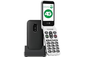 Doro Leva E22 flipptelefon för äldre – stor 2,8 tums skärm, hög kontrast | för seniorer, 2,8 tums skärm, stora knappar, HD-ljud, kamera, nödknapp, svart
