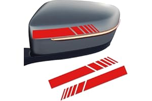 deemars 2pc Adesivi Retrovisori per Automobili, Decalcomio Riflettente Specchio Laterale, Per la Maggior Parte dei Veicoli, una Striscia di Avvertimento Universale Anticollisione (Rosso)