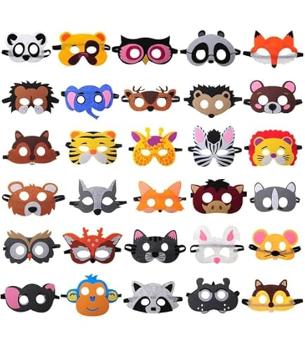 Talking Tables Suministros Para Fiestas Temáticas De Selva, Máscaras De Zoológico De Safari, Ideal Para Fiesta De Cumpleaños, Papel, Paquete De 8