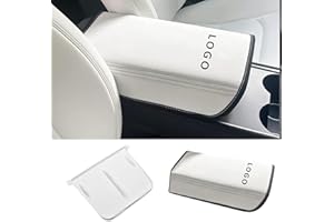 TOPABYTE Copertura per braccioli auto per Tesla Model Y 2020-2024 e Model 3 2017-2023 con console centrale, cuscinetto in silicone, tappetino di ricarica wireless (Bianco)