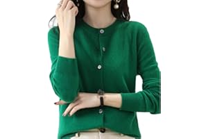 BOLLRLLR Women's Cashmere Cardigan Round Neck Sweater Spring Autumn Winter Long Sleeve Knitted Solid Color Soft Cardigan Sweater