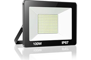 YIQIBRO Faretto LED da Esterno 100W, Faro LED Esterno IP67 Impermeabile, 10000LM 6500K Super Luminoso Bianco Freddo Luce di Sicurezza per Giardino, Garage, Cortile, Terrazza, Patio