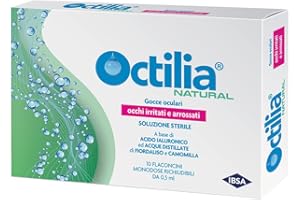 IBSA Octilia Natural Gocce Oculari Acido Ialuronico Gocce Occhi Acque Distillate Di Fiordaliso E Camomilla Gocce Per Occhi Irritati E Arrossati in 10 Flaconcini Monodose Richiudibili Da 0,5ml