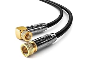 deleyCON 1,5m SAT Antennenkabel Satellitenkabel Koaxialkabel - HDTV Full HD 4K - F-Stecker 90° Gewinkelt zu F-Stecker Gerade - Schwarz