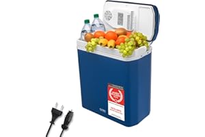 TZS First Austria - Réfrigérateur portable 24L électrique 12V 230V prise voiture & standard - Box thermoélectrique refroidit & chauffe - Glacière avec poignée - Pour camping, festival, voyages - Bleu