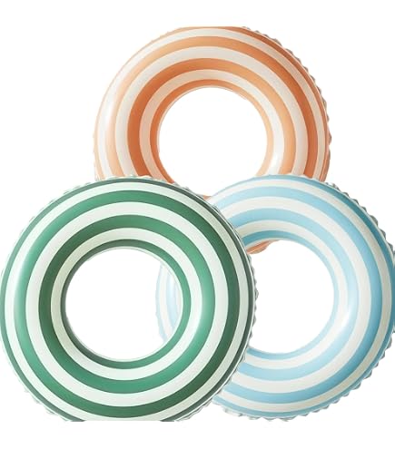Bague flottante rayée rétro en PVC, bouée gonflable pour piscine, plage et jeux d'été