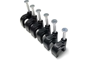 TR CABLE Clips redondos negros para cables con fijaciones de clavos, K-Type 100 unidades (8 mm)