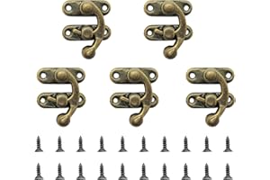 AISIKOO 5 Stück Antiker Kistenverschluss – Vintage Schnell-Verschluss Rechte Riegelhaken 42×37 mm mit Schrauben, Verriegelung aus Metall in Bronze für Boxen, Schränkchen & Deko-Kisten